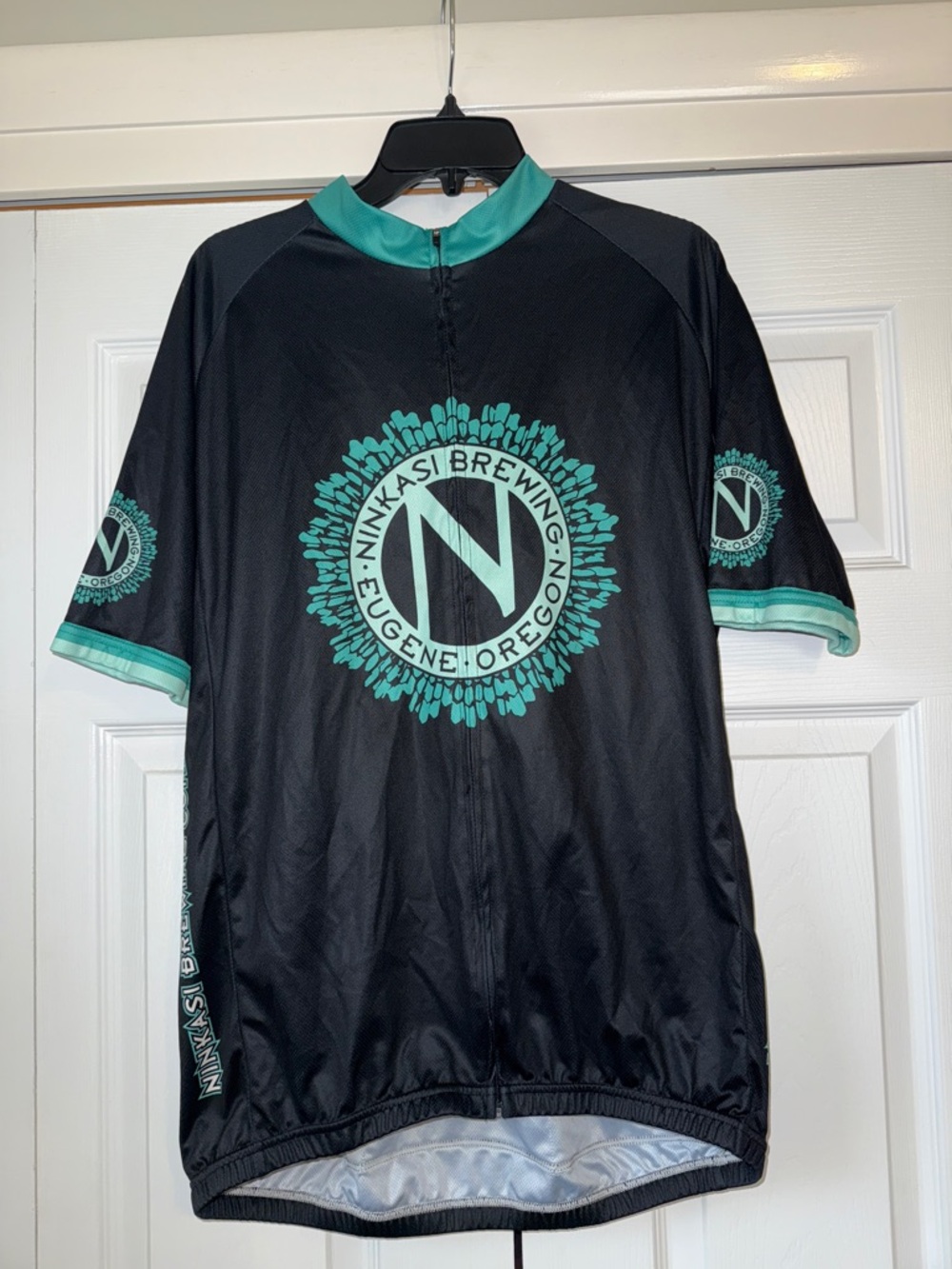 Men's Black & Teal Cycling Jersey- 2XL